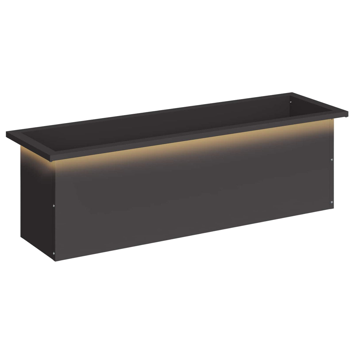 vidaXL Donica ogrodowa z oświetleniem LED Czarny 30 x 100 x 30 cm Stal