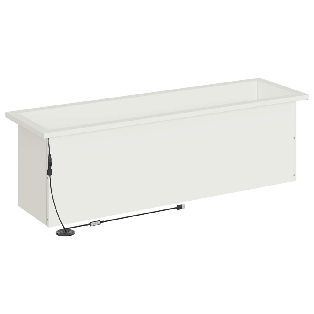 vidaXL Donica ogrodowa z oświetleniem LED Biały 30 x 100 x 30 cm Stal