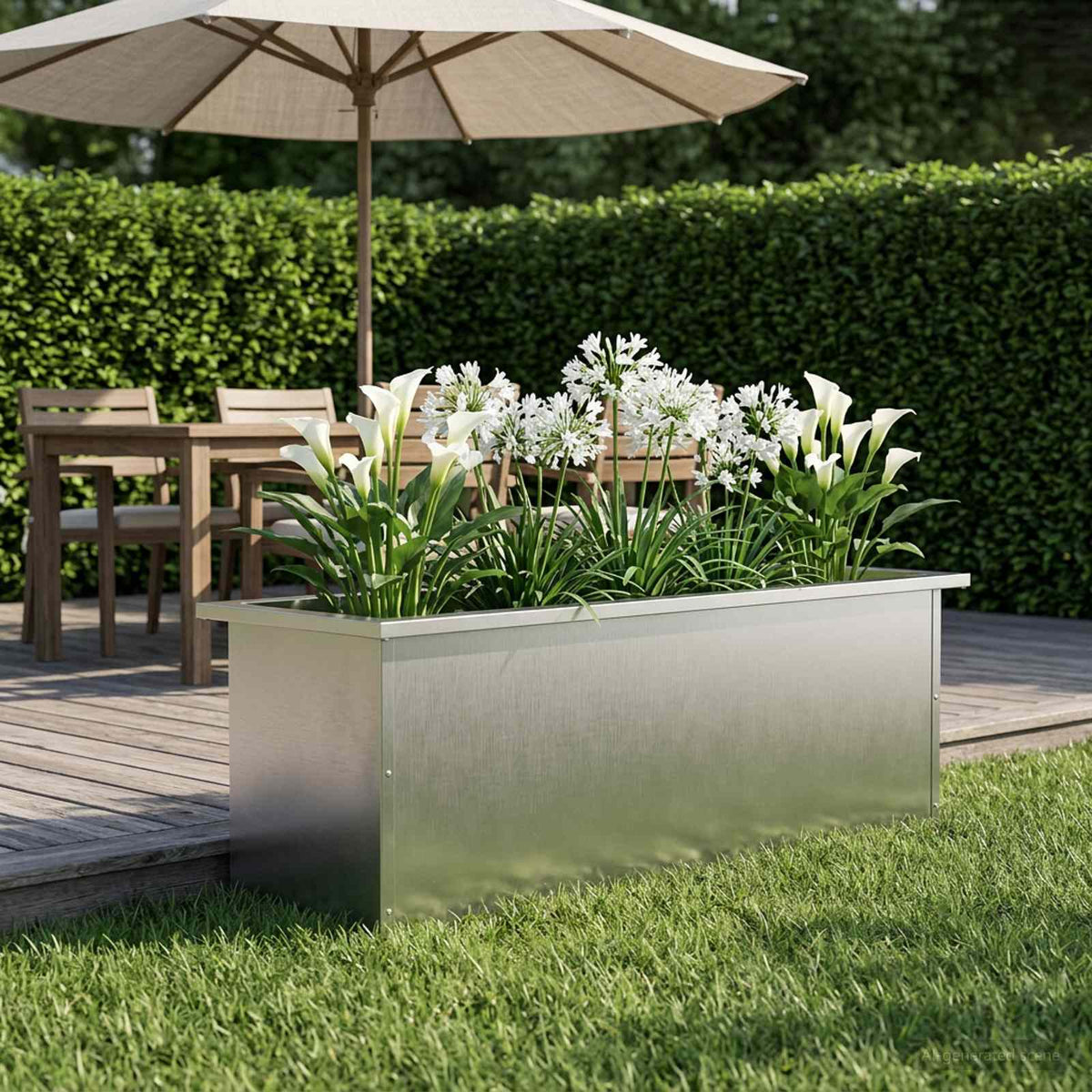 vidaXL Donica ogrodowa z oświetleniem LED srebrny 30 x 100 x 30 cm