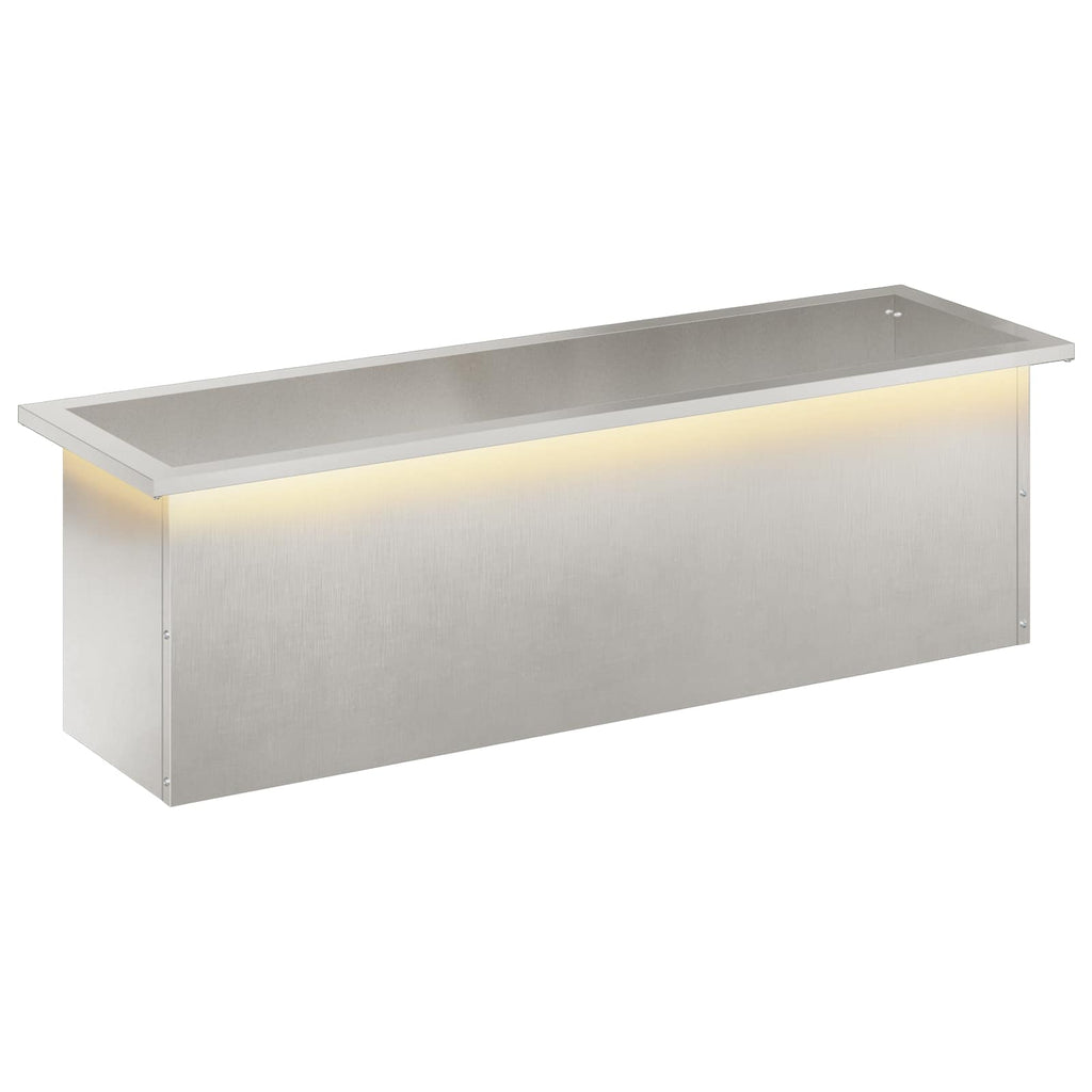 vidaXL Donica ogrodowa z oświetleniem LED srebrny 30 x 100 x 30 cm