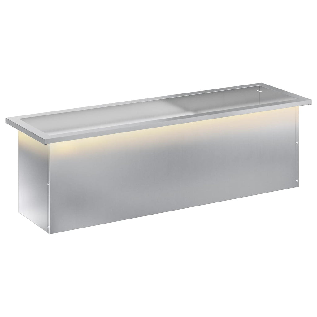 vidaXL Donica ogrodowa z oświetleniem LED srebrny 30 x 100 x 30 cm
