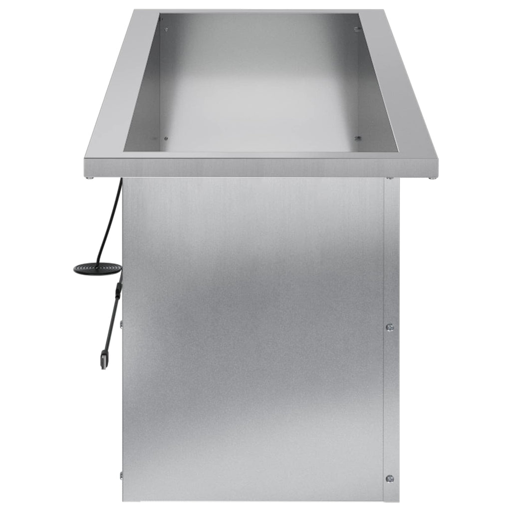 vidaXL Donica ogrodowa z oświetleniem LED srebrny 30 x 100 x 30 cm