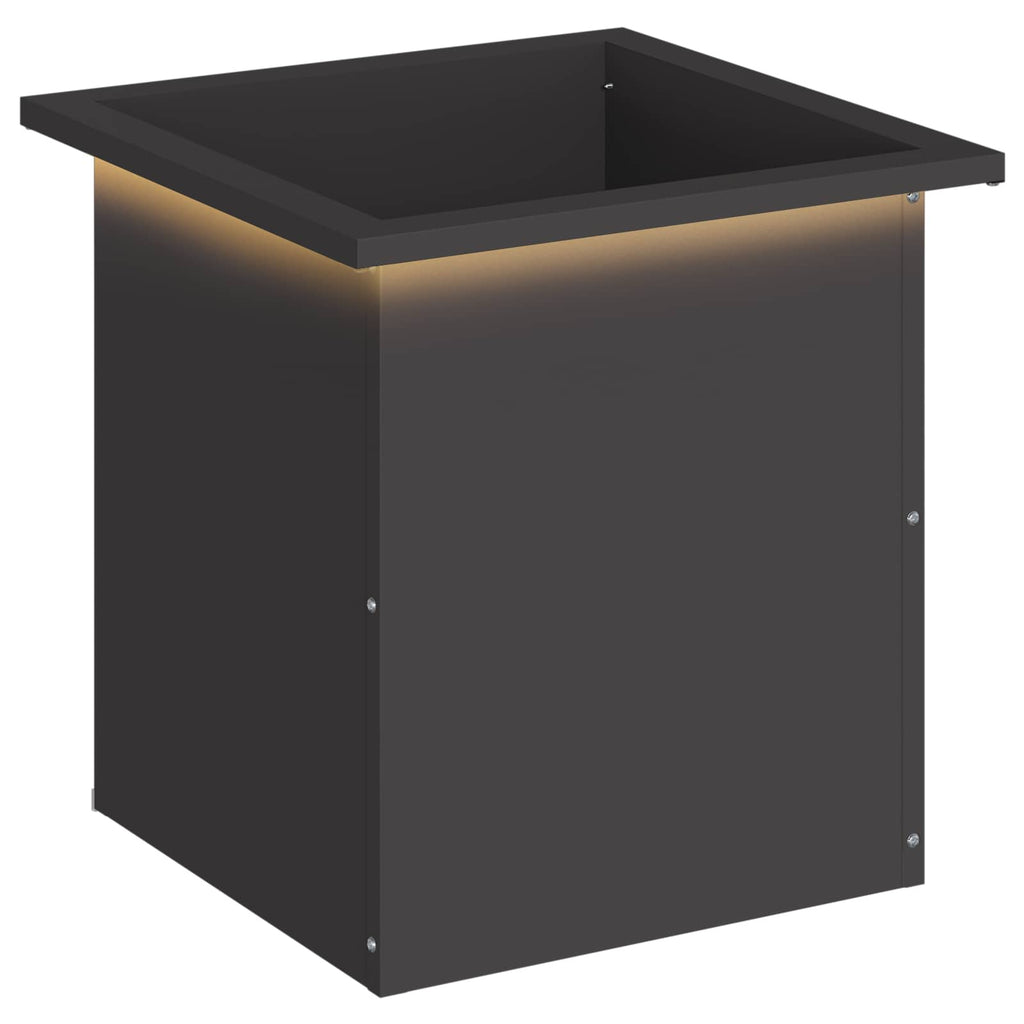 vidaXL Donica ogrodowa z oświetleniem LED Czarny 40 x 40 x 40 cm Stal