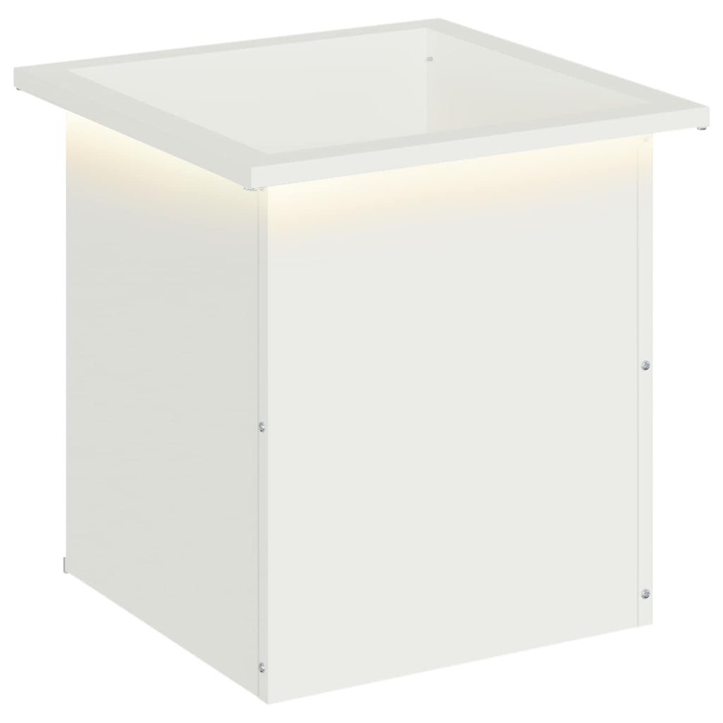 vidaXL Donica ogrodowa z oświetleniem LED Biały 40 x 40 x 40 cm Stal