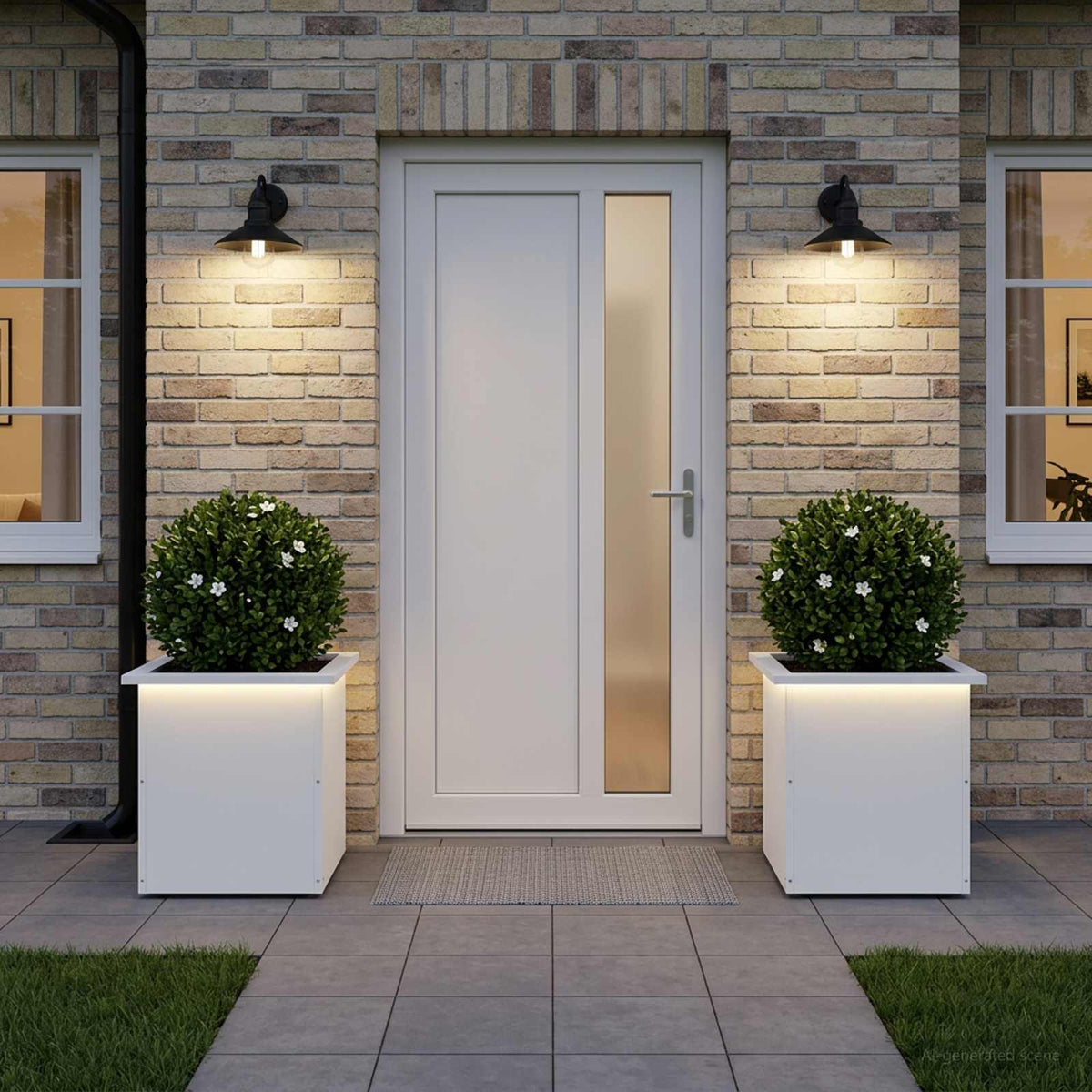 vidaXL Donica ogrodowa z oświetleniem LED 2 szt. Biały 40 x 40 x 40 cm
