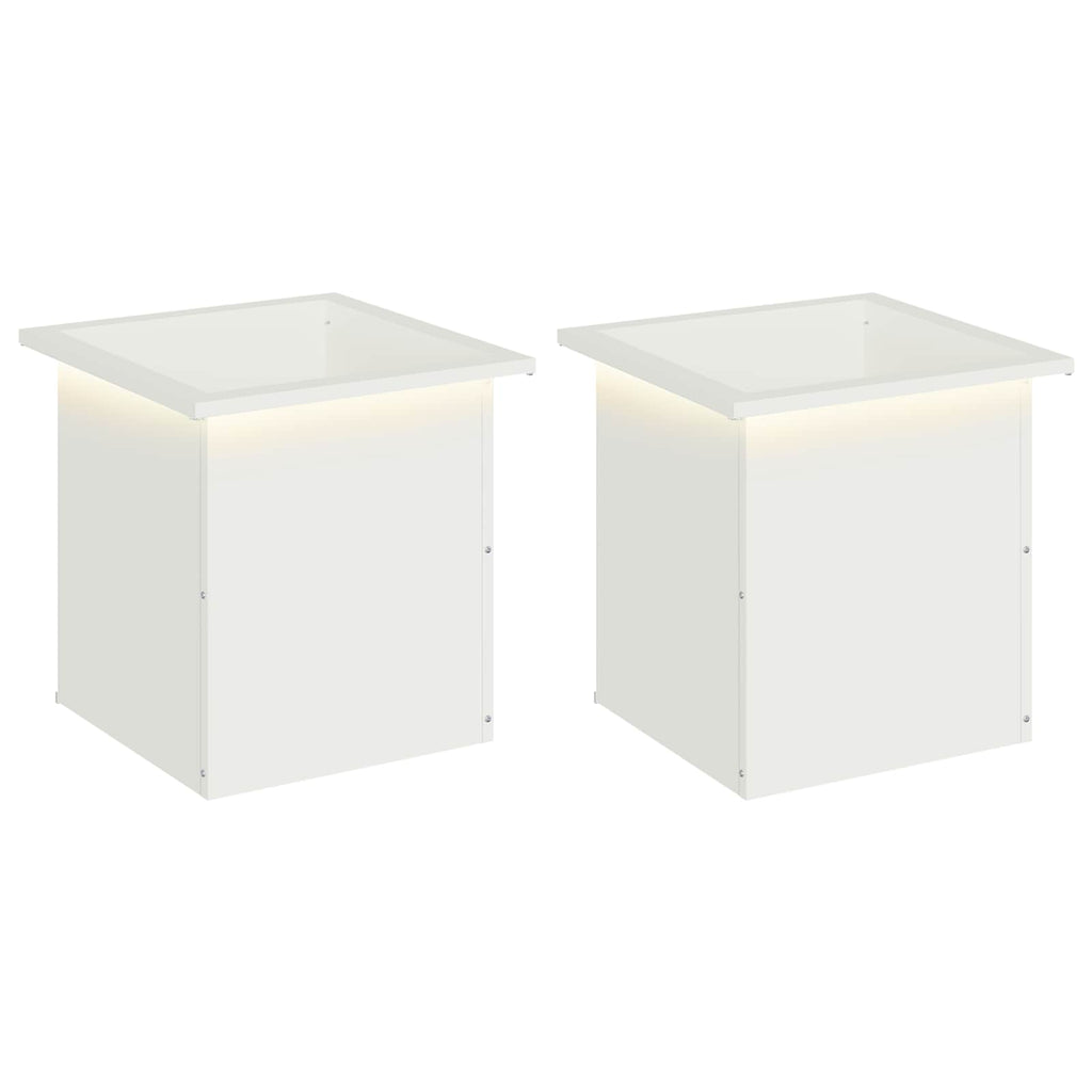 vidaXL Donica ogrodowa z oświetleniem LED 2 szt. Biały 40 x 40 x 40 cm