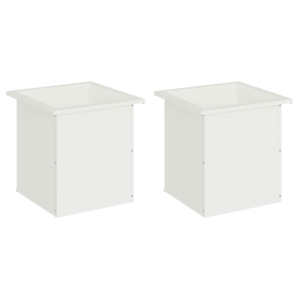 vidaXL Donica ogrodowa z oświetleniem LED 2 szt. Biały 40 x 40 x 40 cm