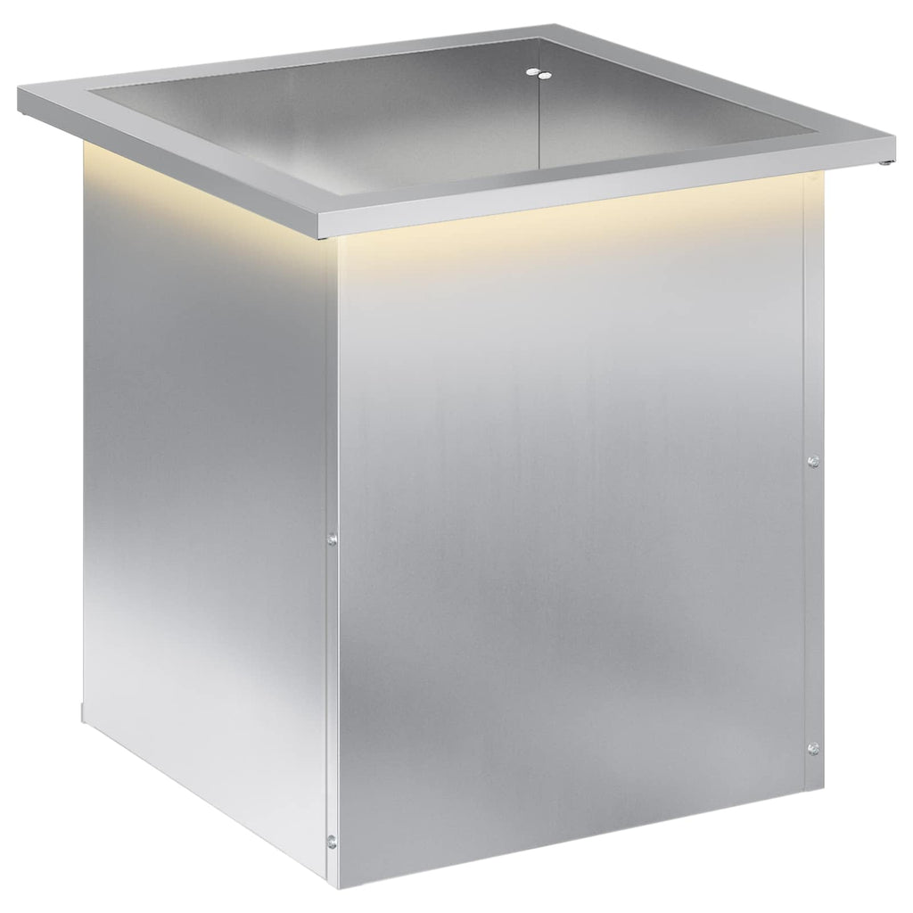 vidaXL Donica ogrodowa z oświetleniem LED srebrny 40 x 40 x 40 cm
