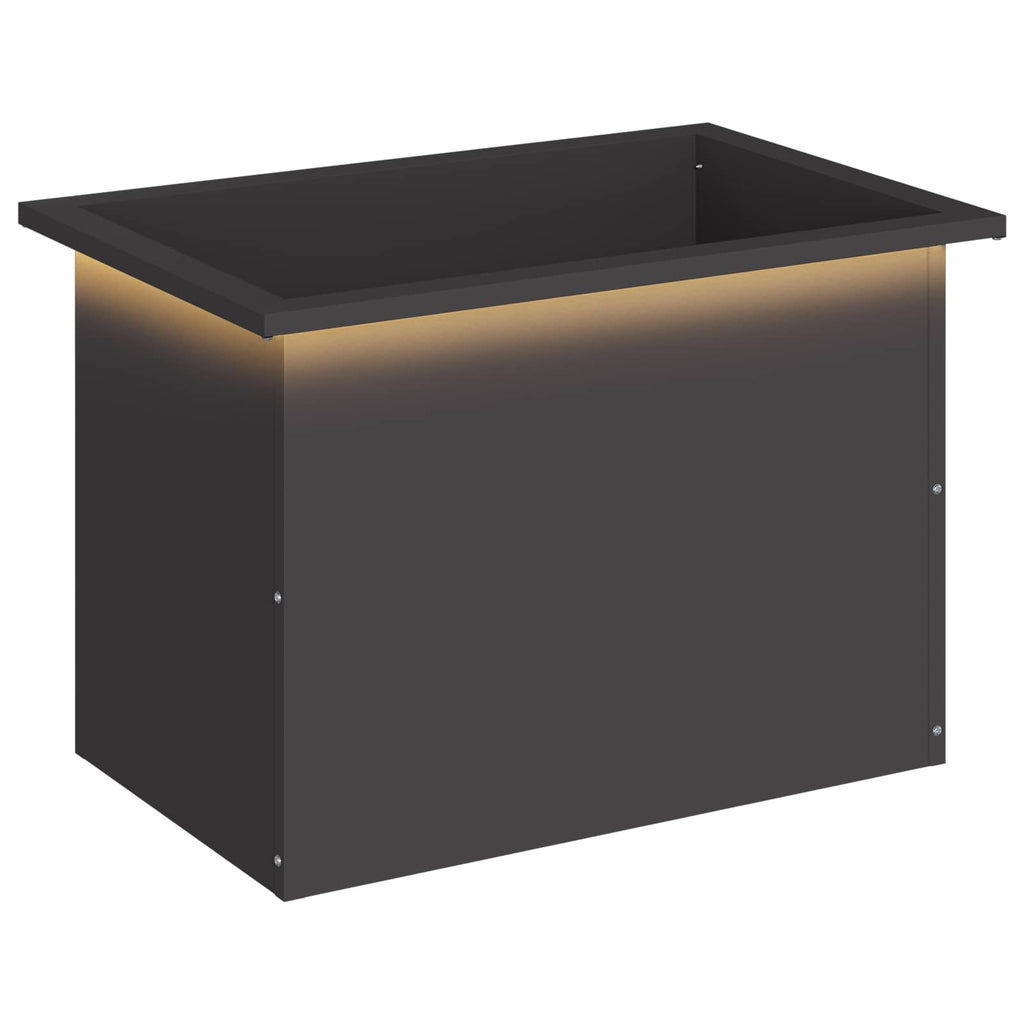 vidaXL Donica ogrodowa z oświetleniem LED Czarny 40 x 60 x 40 cm Stal