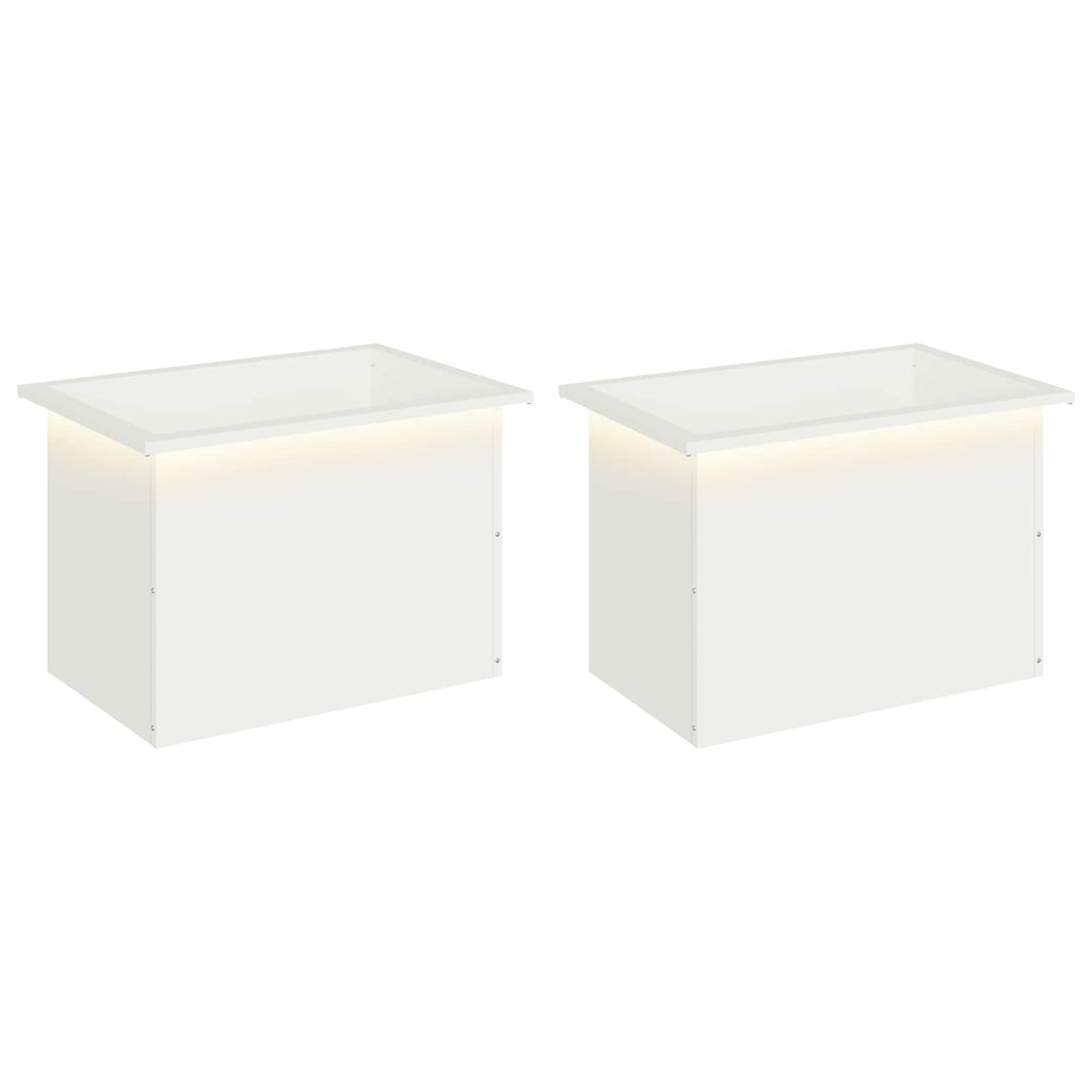 vidaXL Donica ogrodowa z oświetleniem LED 2 szt. Biały 40 x 60 x 40 cm