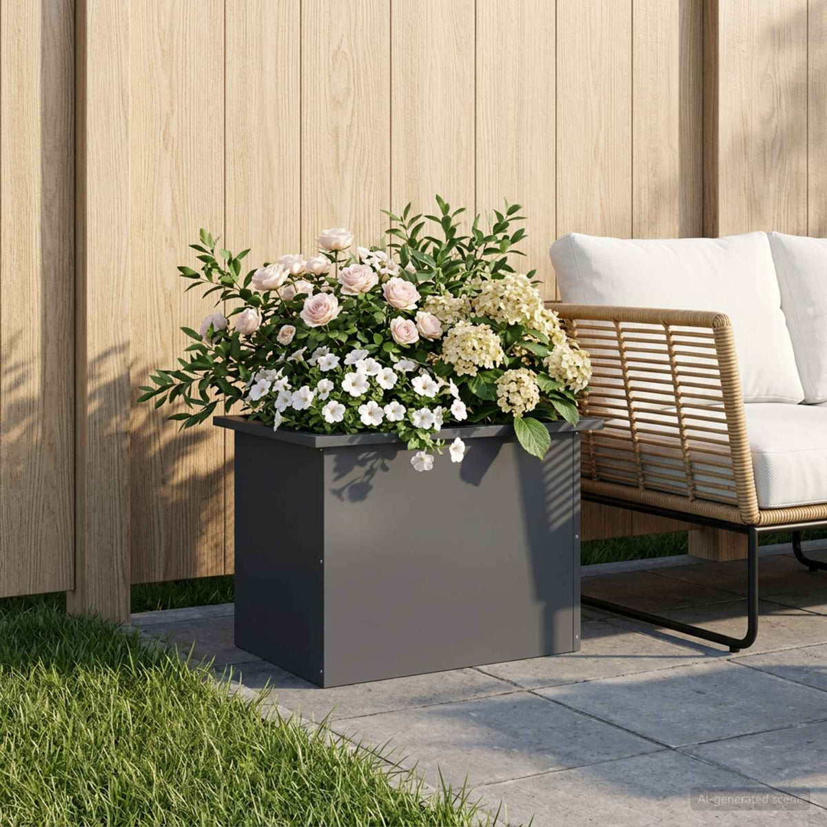 vidaXL Donica ogrodowa z oświetleniem LED Antracyt 40 x 60 x 40 cm