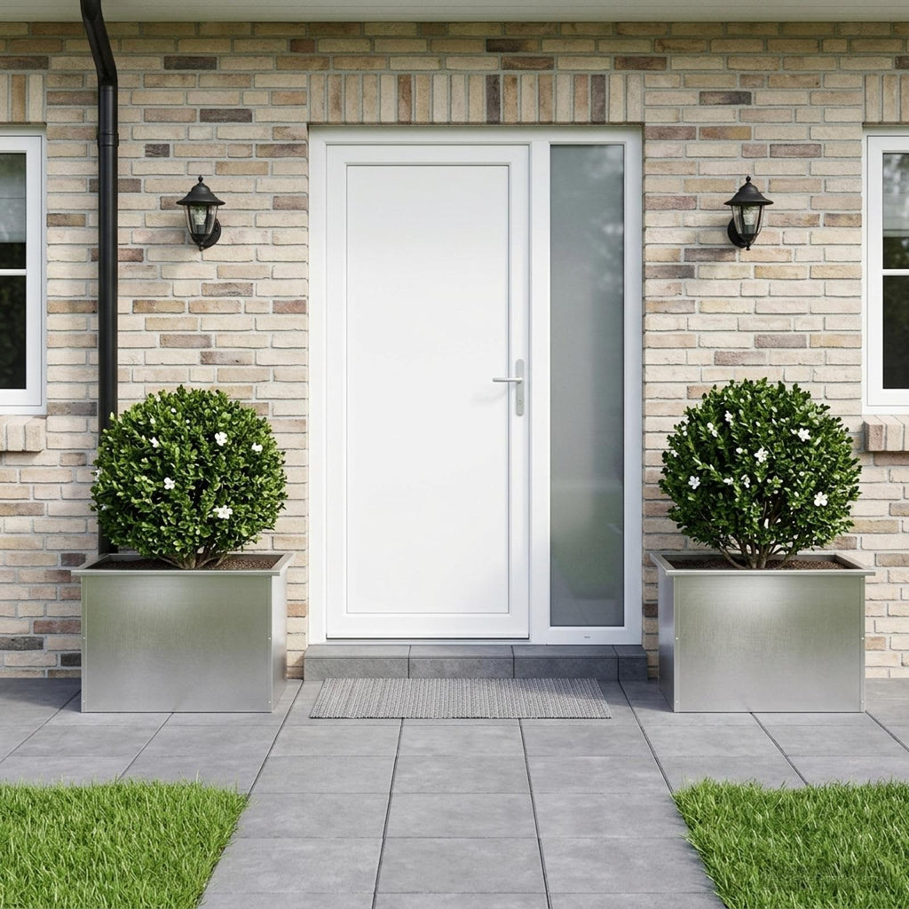 vidaXL Donica ogrodowa z oświetleniem LED 2 szt. srebrny