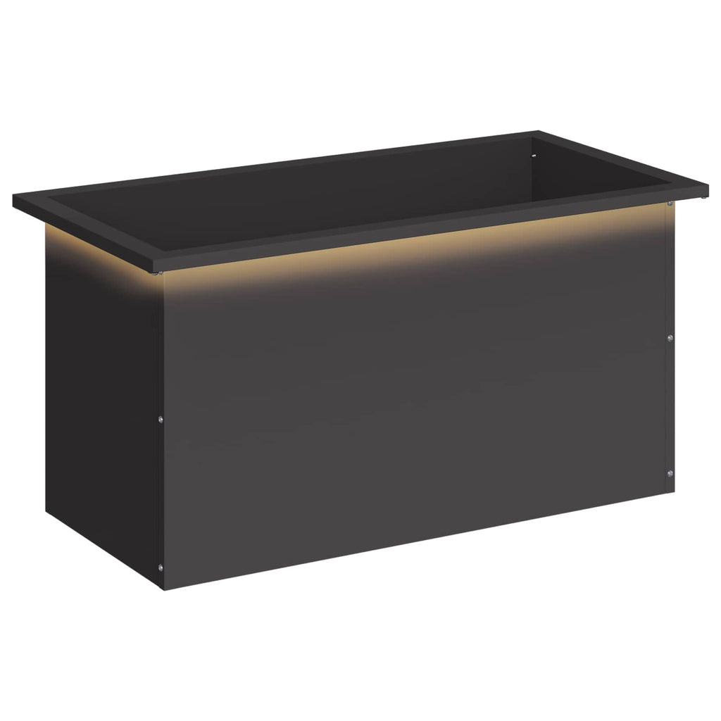 vidaXL Donica ogrodowa z oświetleniem LED Czarny 40 x 80 x 40 cm Stal