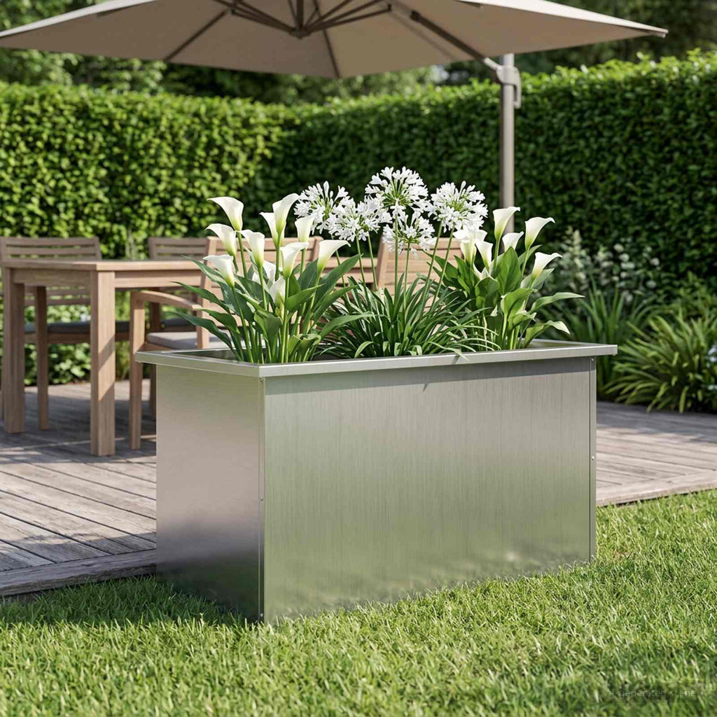 vidaXL Donica ogrodowa z oświetleniem LED srebrny 40 x 80 x 40 cm