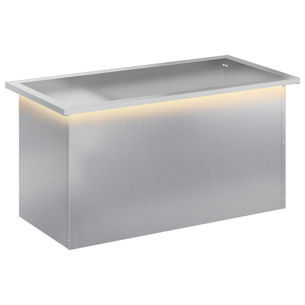 vidaXL Donica ogrodowa z oświetleniem LED srebrny 40 x 80 x 40 cm