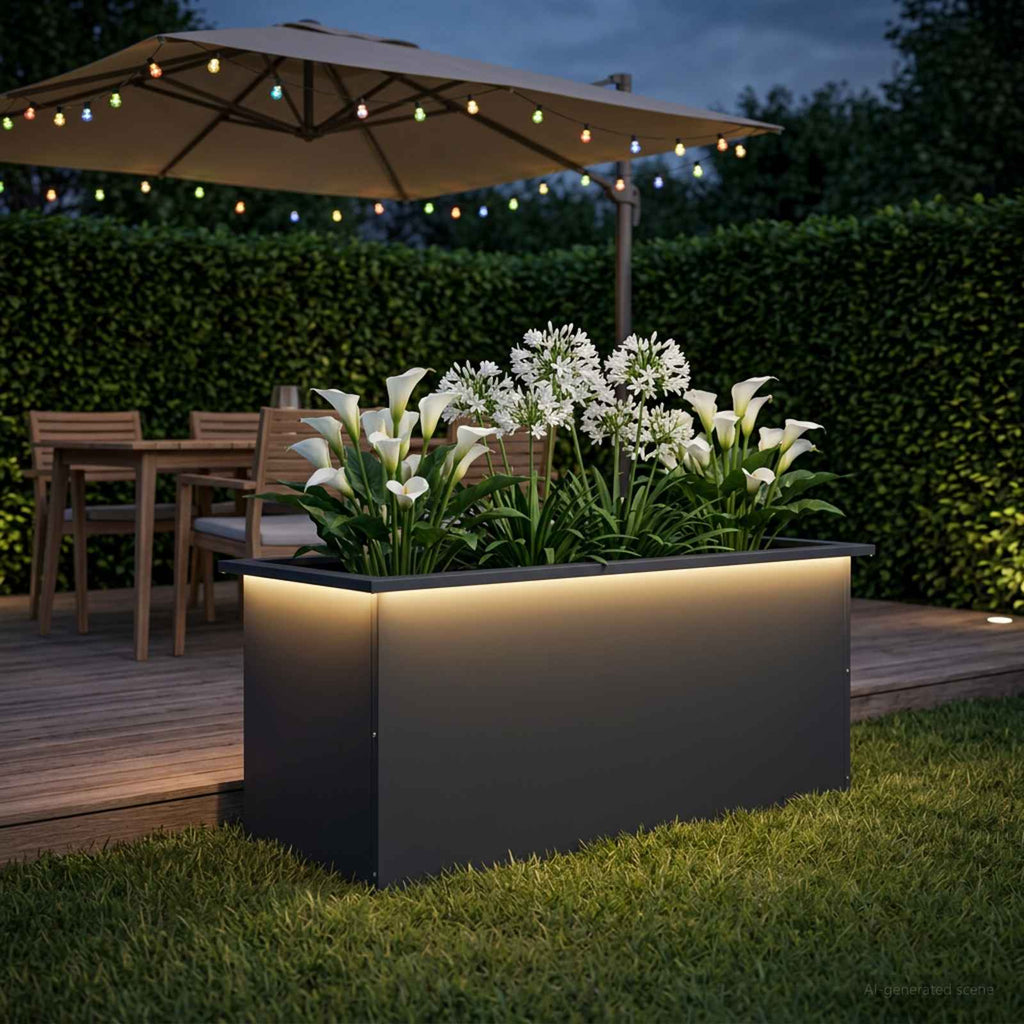 vidaXL Donica ogrodowa z oświetleniem LED Antracyt 40 x 100 x 40 cm