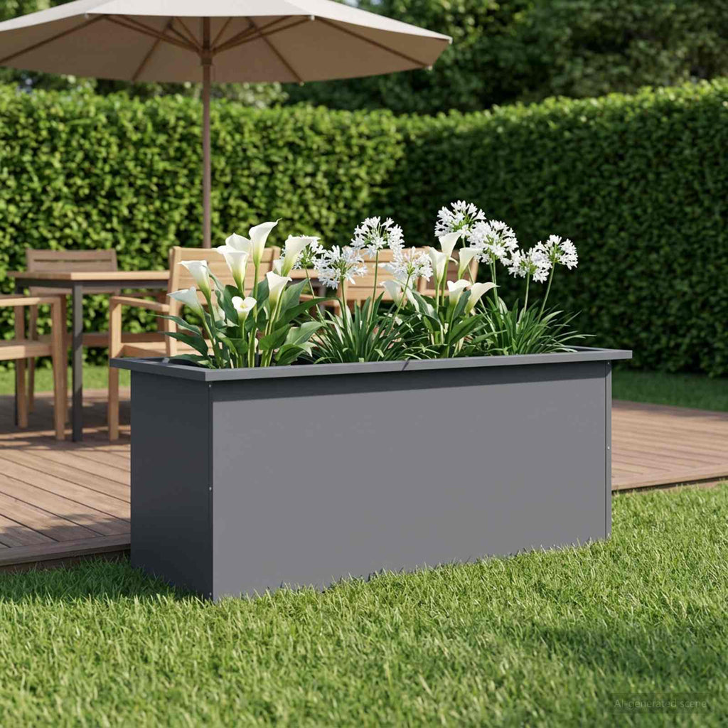 vidaXL Donica ogrodowa z oświetleniem LED Antracyt 40 x 100 x 40 cm
