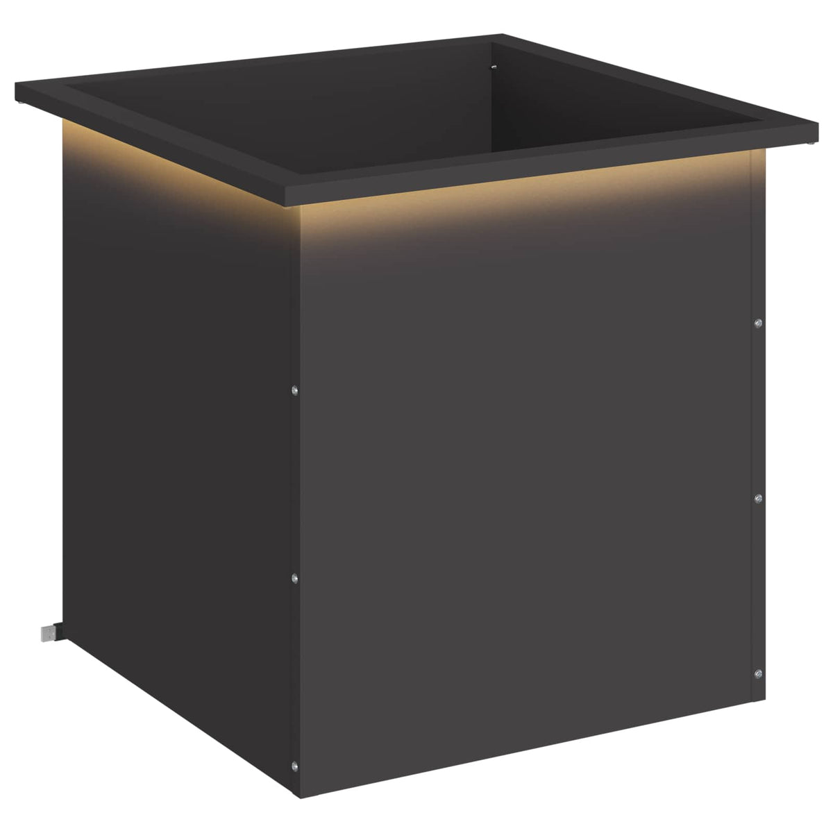 vidaXL Donica ogrodowa z oświetleniem LED Czarny 50 x 50 x 48 cm Stal