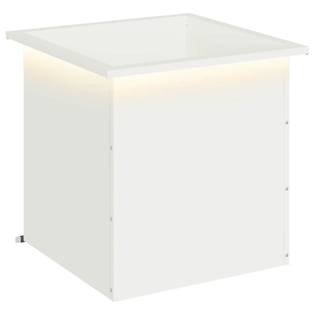 vidaXL Donica ogrodowa z oświetleniem LED Biały 50 x 50 x 48 cm Stal
