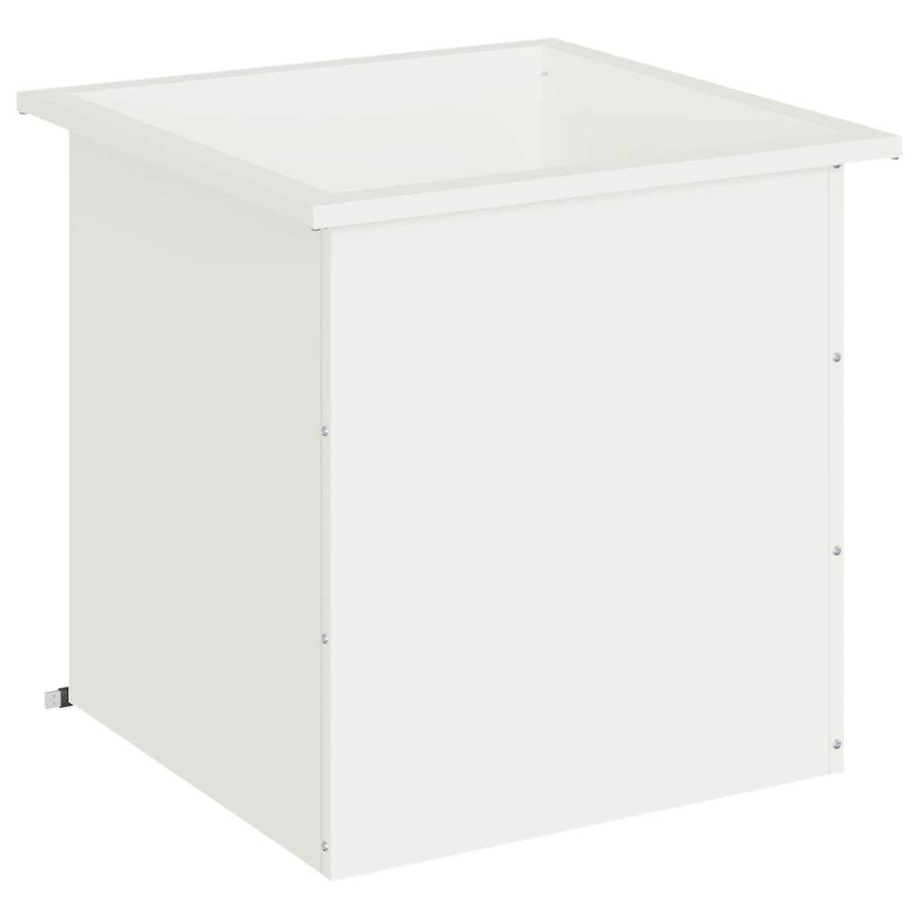 vidaXL Donica ogrodowa z oświetleniem LED Biały 50 x 50 x 48 cm Stal