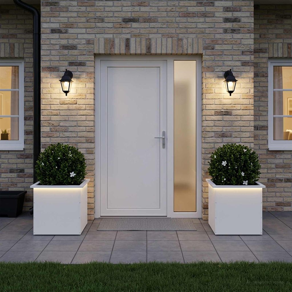 vidaXL Donica ogrodowa z oświetleniem LED 2 szt. Biały 50 x 50 x 48 cm