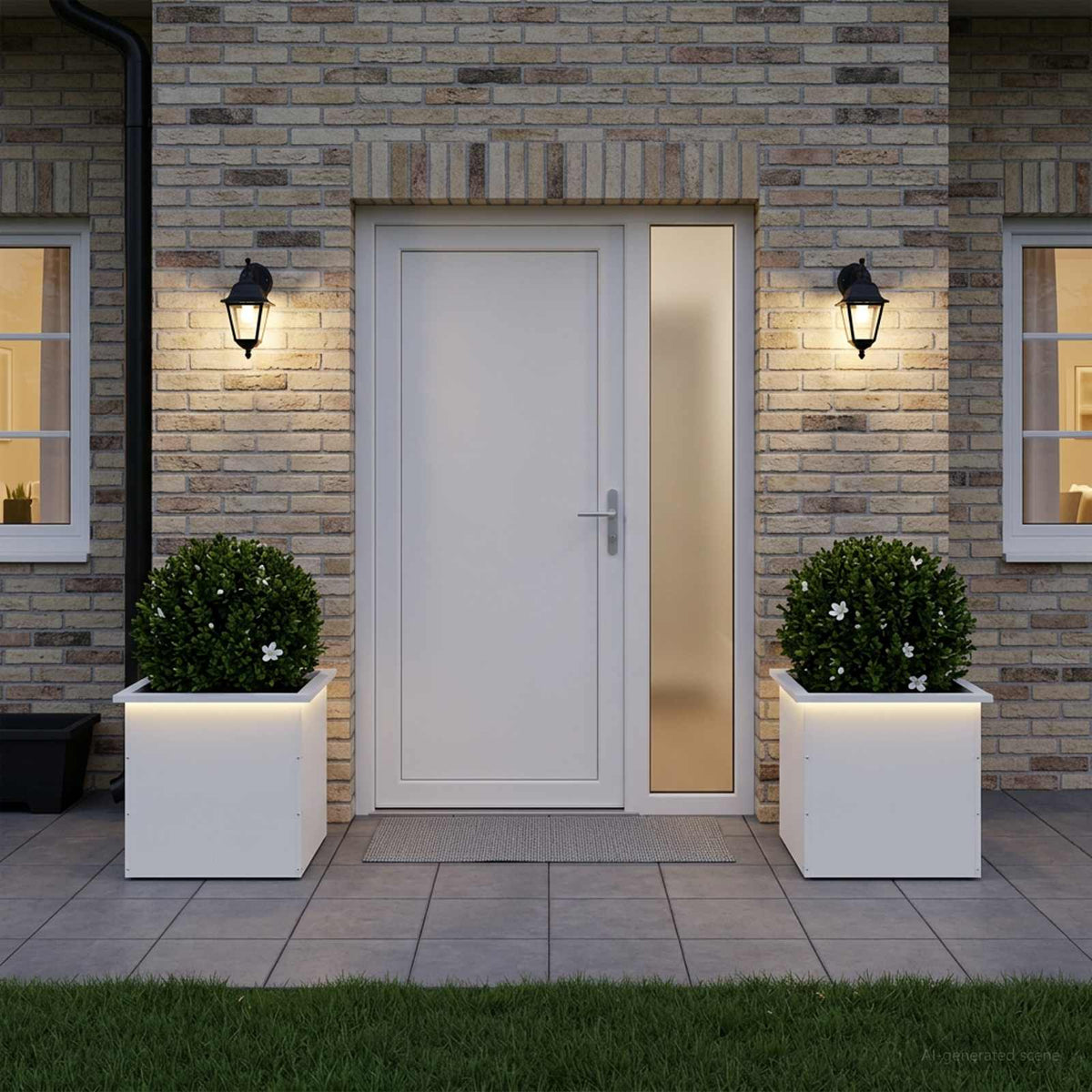 vidaXL Donica ogrodowa z oświetleniem LED 2 szt. Biały 50 x 50 x 48 cm