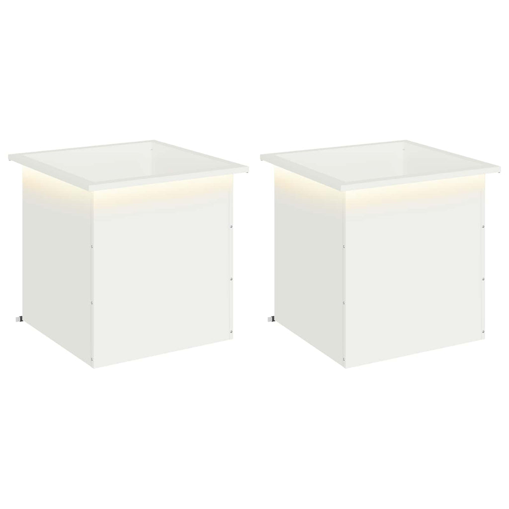 vidaXL Donica ogrodowa z oświetleniem LED 2 szt. Biały 50 x 50 x 48 cm