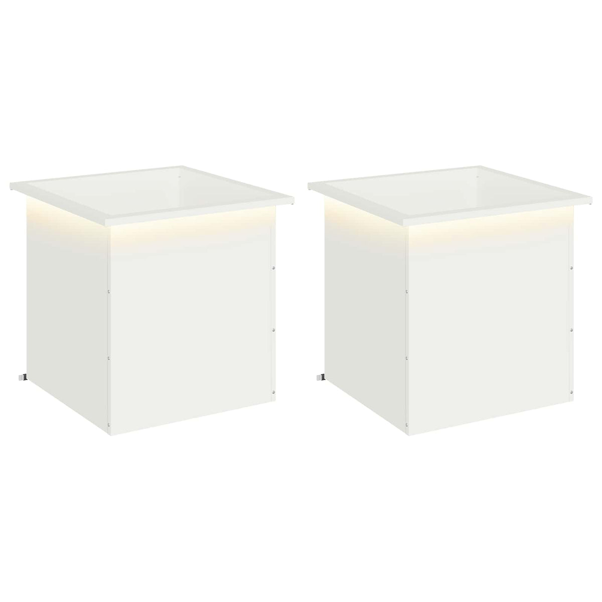 vidaXL Donica ogrodowa z oświetleniem LED 2 szt. Biały 50 x 50 x 48 cm