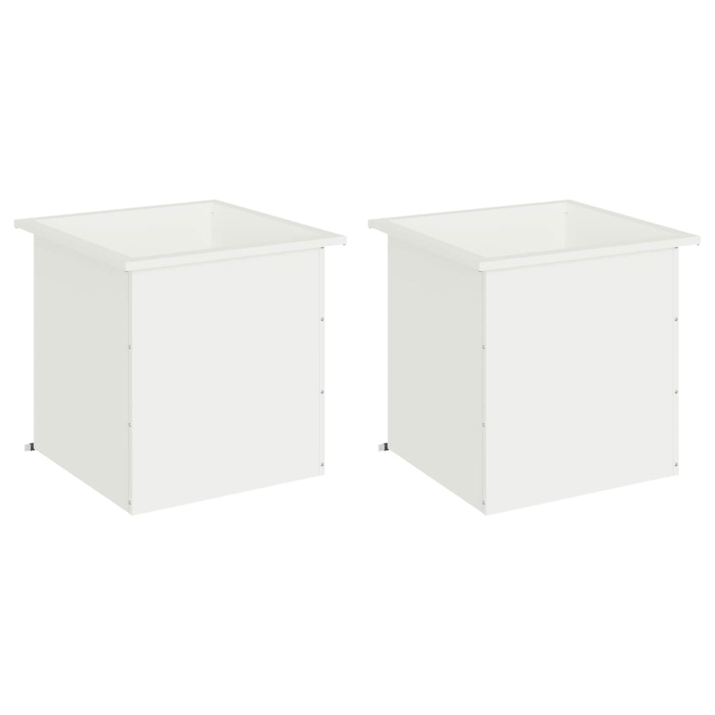 vidaXL Donica ogrodowa z oświetleniem LED 2 szt. Biały 50 x 50 x 48 cm