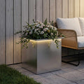 vidaXL Donica ogrodowa z oświetleniem LED srebrny 50 x 50 x 48 cm