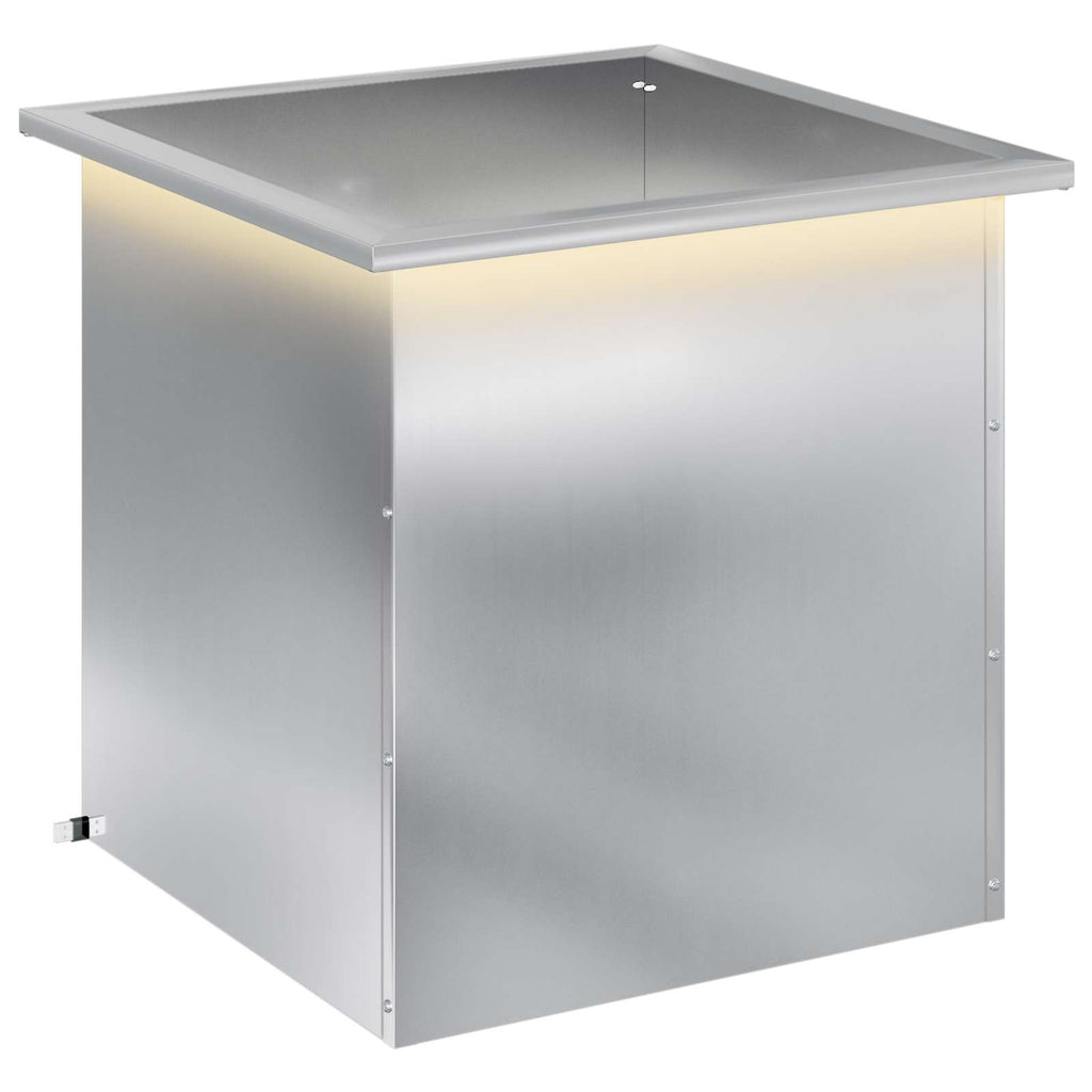 vidaXL Donica ogrodowa z oświetleniem LED srebrny 50 x 50 x 48 cm
