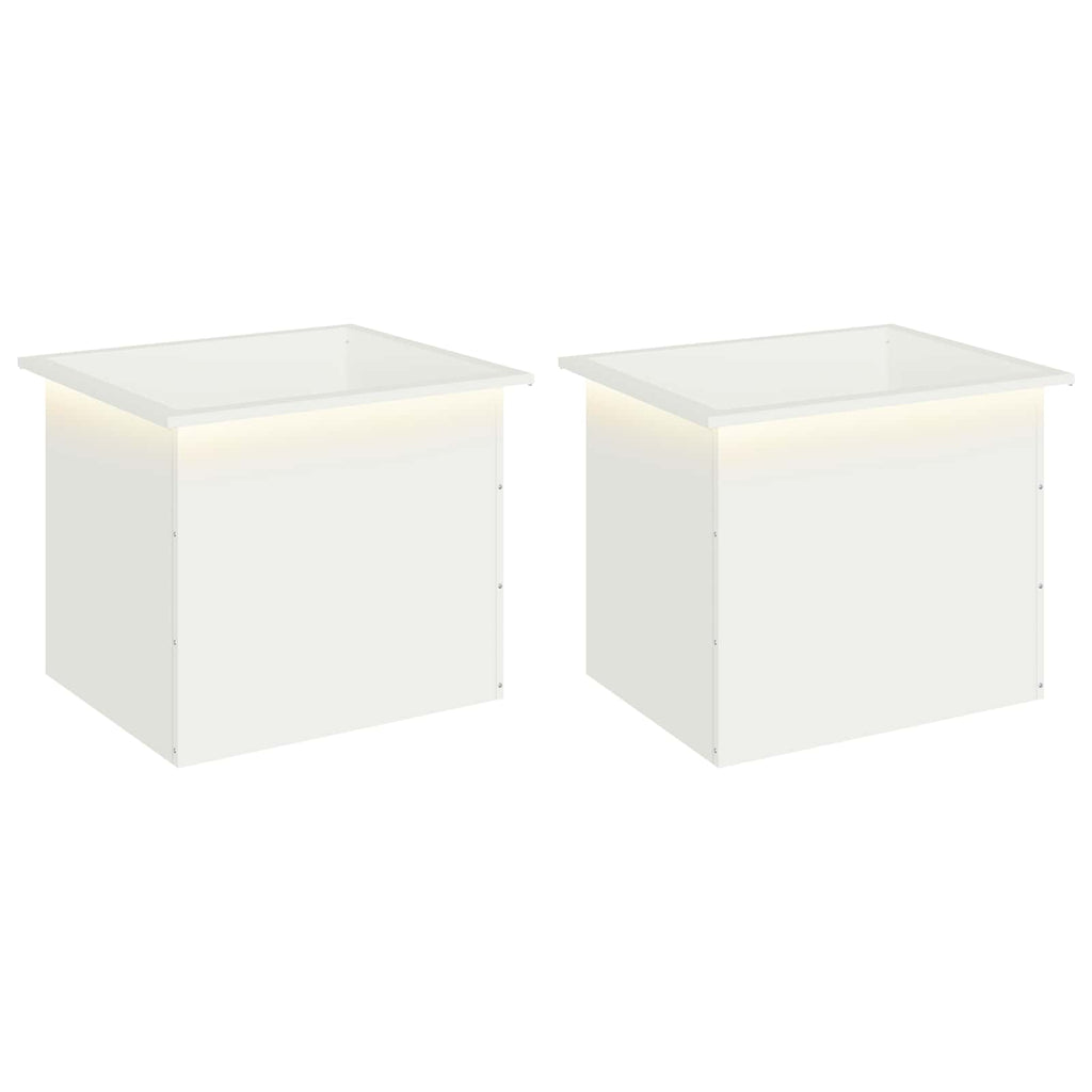 vidaXL Donica ogrodowa z oświetleniem LED 2 szt. Biały 50 x 60 x 48 cm