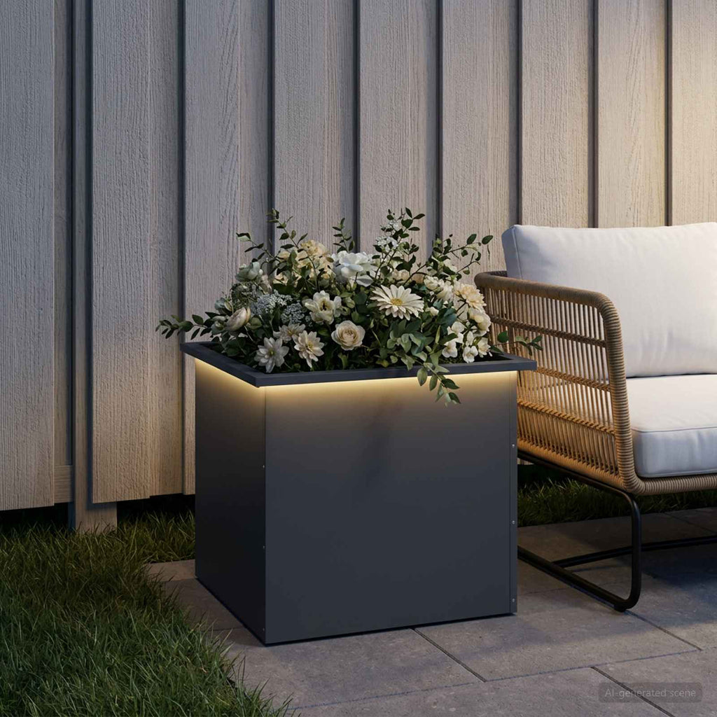 vidaXL Donica ogrodowa z oświetleniem LED Antracyt 50 x 60 x 48 cm