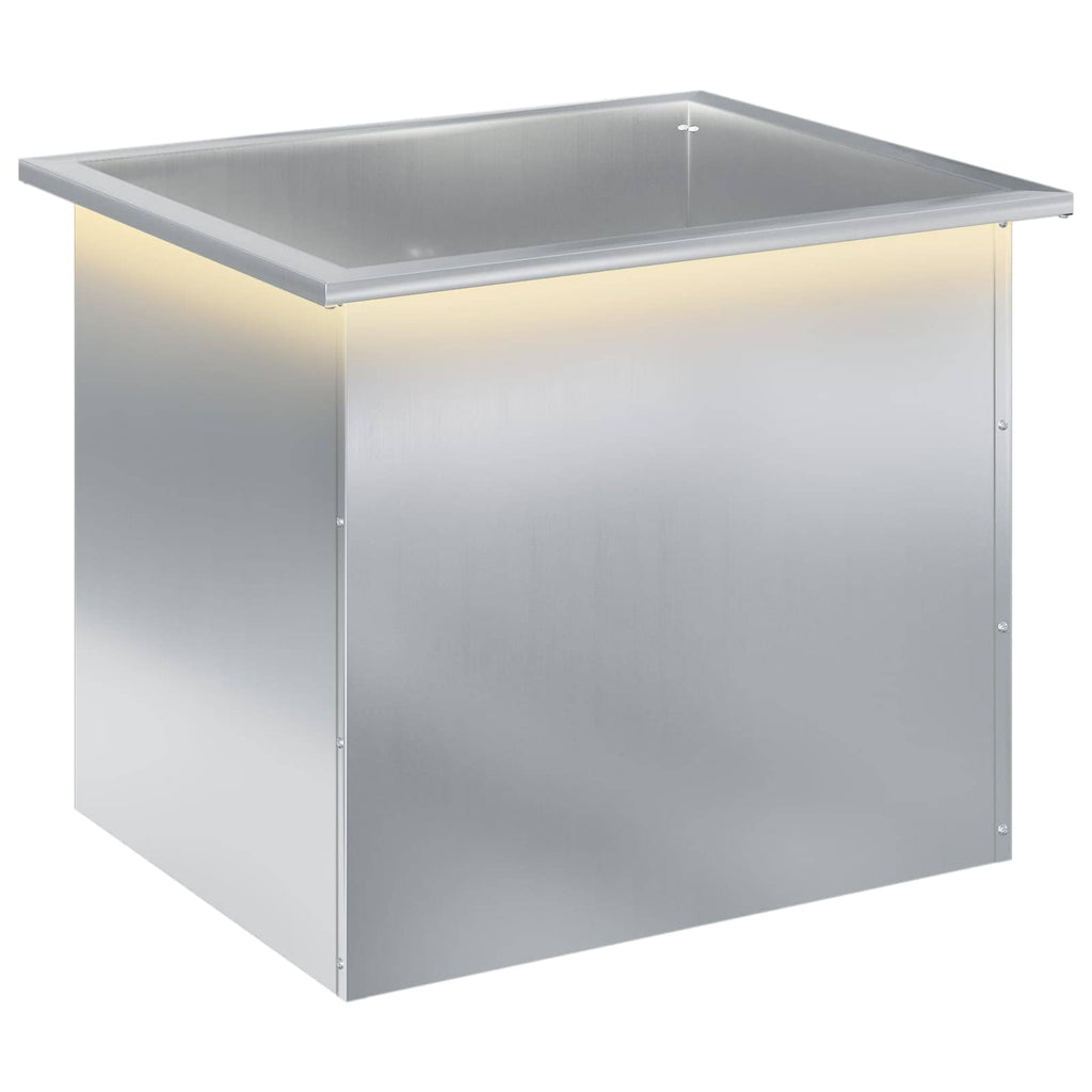 vidaXL Donica ogrodowa z oświetleniem LED srebrny 50 x 60 x 48 cm
