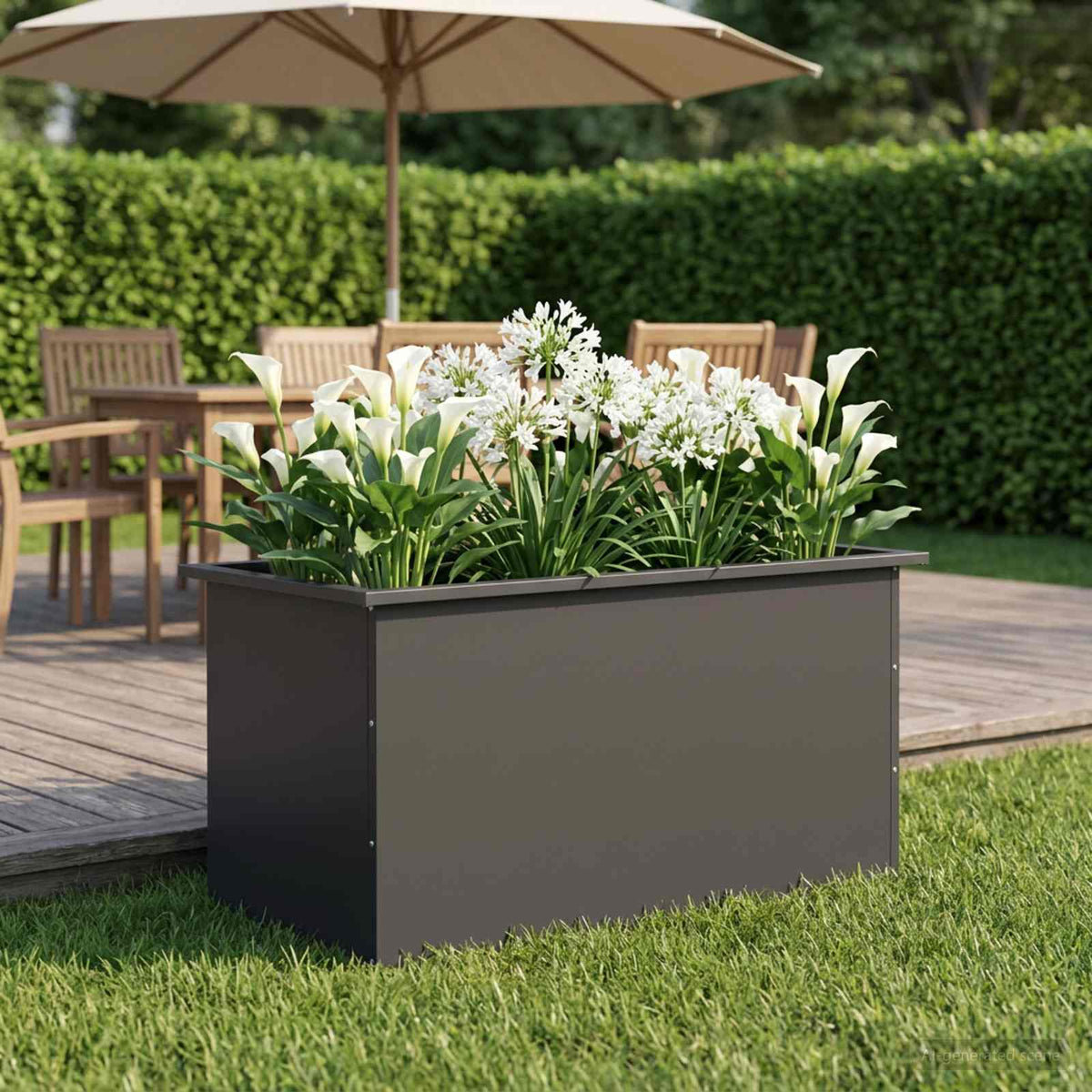 vidaXL Donica ogrodowa z oświetleniem LED Czarny 50 x 80 x 48 cm Stal
