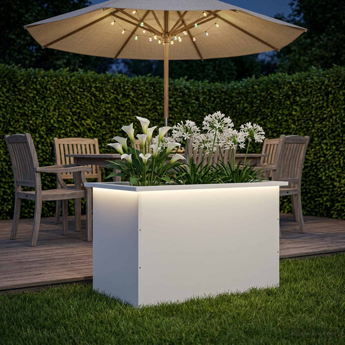 vidaXL Donica ogrodowa z oświetleniem LED Biały 50 x 80 x 48 cm Stal