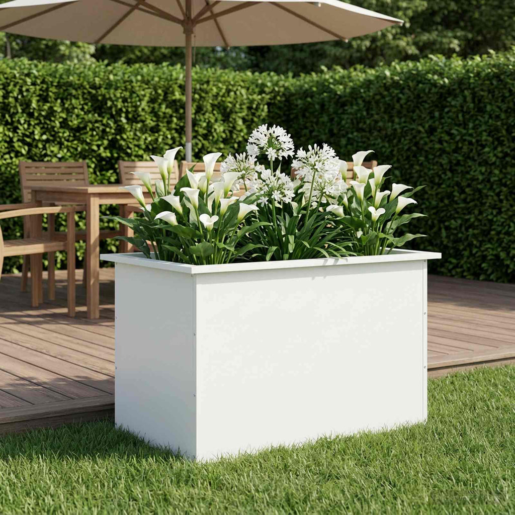 vidaXL Donica ogrodowa z oświetleniem LED Biały 50 x 80 x 48 cm Stal