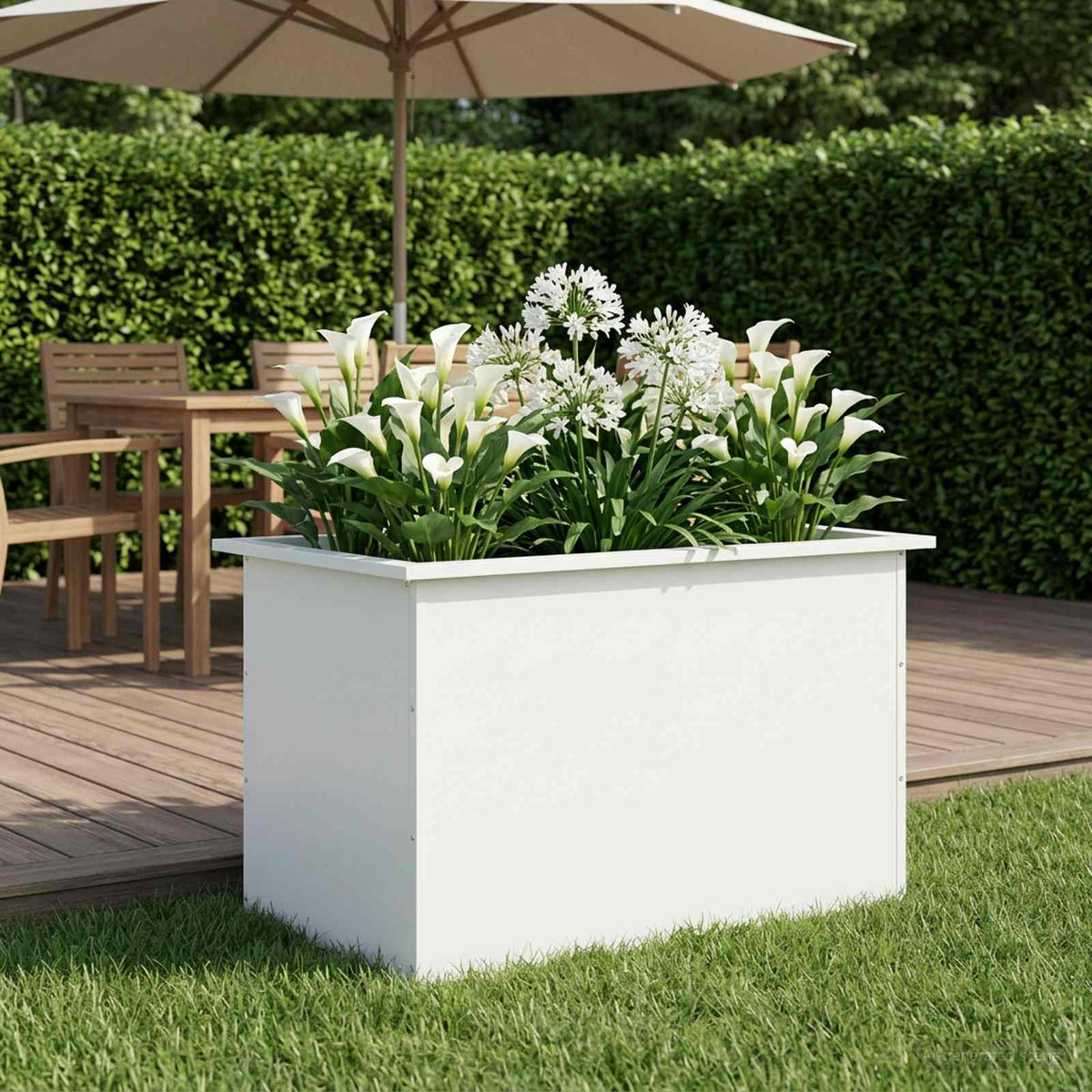 vidaXL Donica ogrodowa z oświetleniem LED Biały 50 x 80 x 48 cm Stal