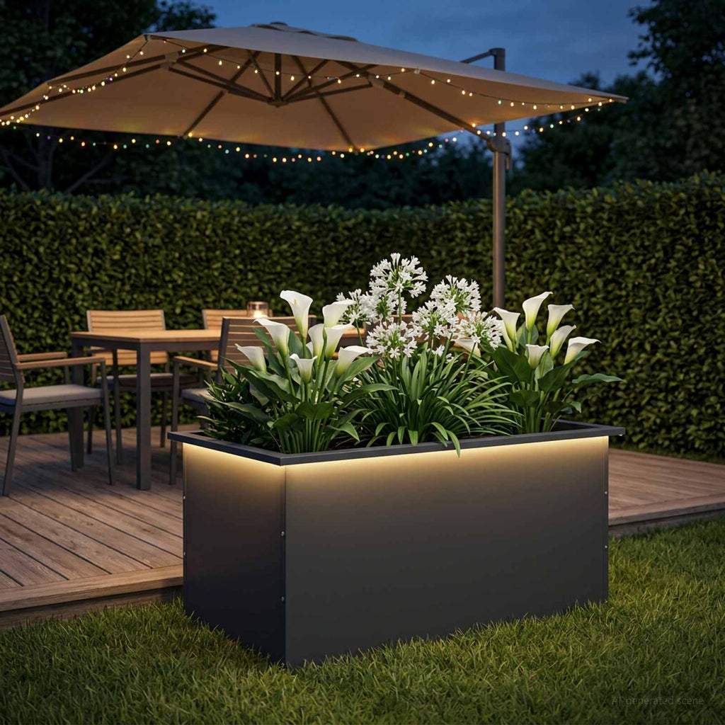 vidaXL Donica ogrodowa z oświetleniem LED Antracyt 50 x 80 x 48 cm