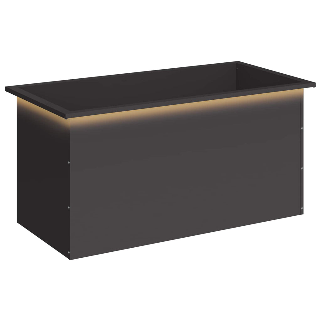 vidaXL Donica ogrodowa z oświetleniem LED Czarny 50 x 100 x 48 cm Stal