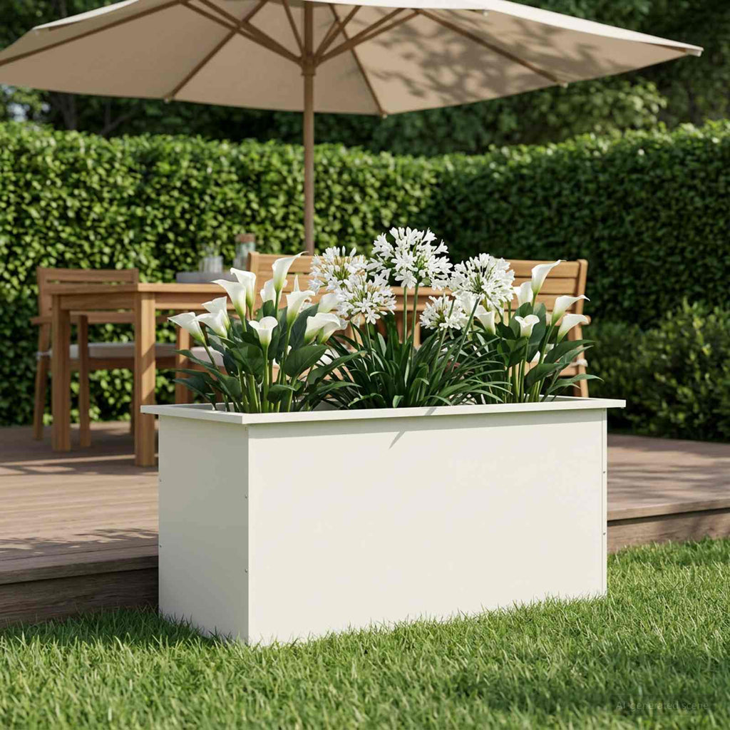 vidaXL Donica ogrodowa z oświetleniem LED Biały 50 x 100 x 48 cm Stal