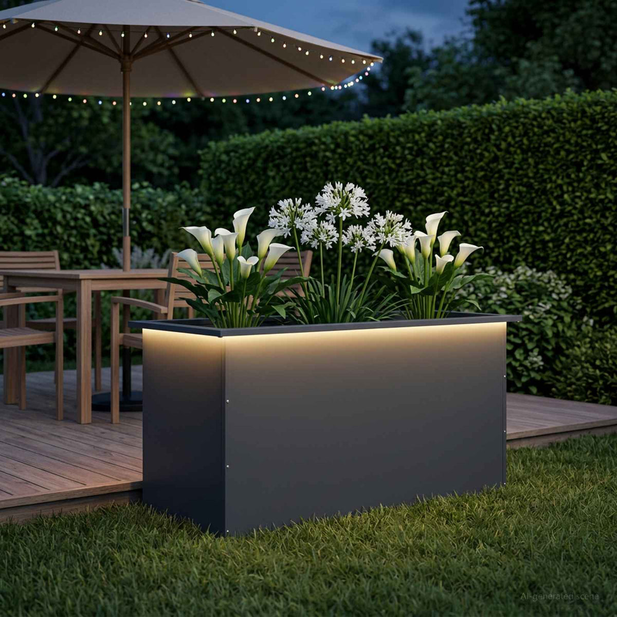 vidaXL Donica ogrodowa z oświetleniem LED Antracyt 50 x 100 x 48 cm