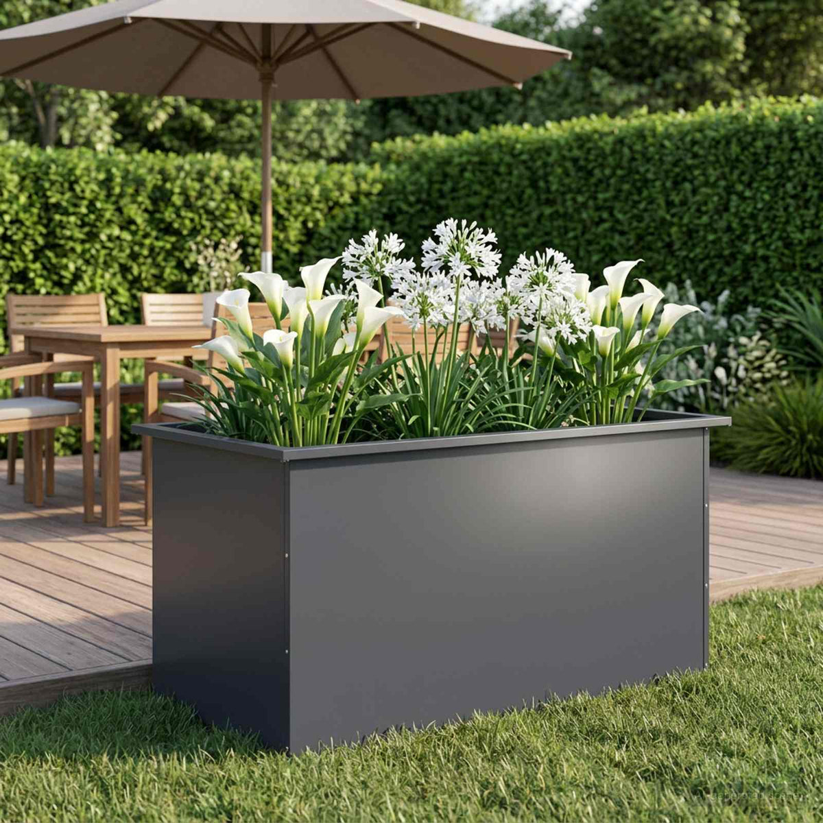 vidaXL Donica ogrodowa z oświetleniem LED Antracyt 50 x 100 x 48 cm