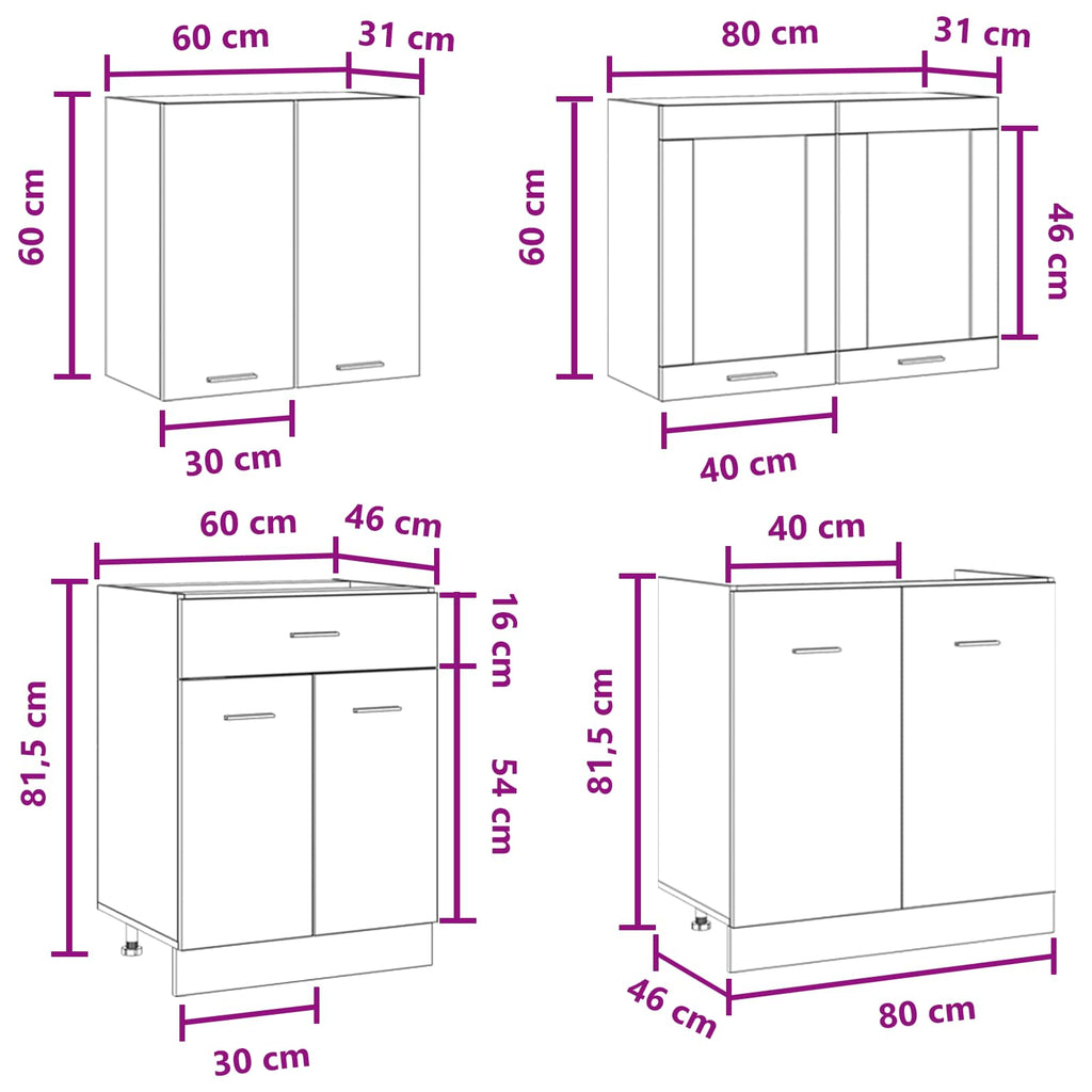 vidaXL Jednostka kuchenna Lyon 4 pcs Betonowy szary