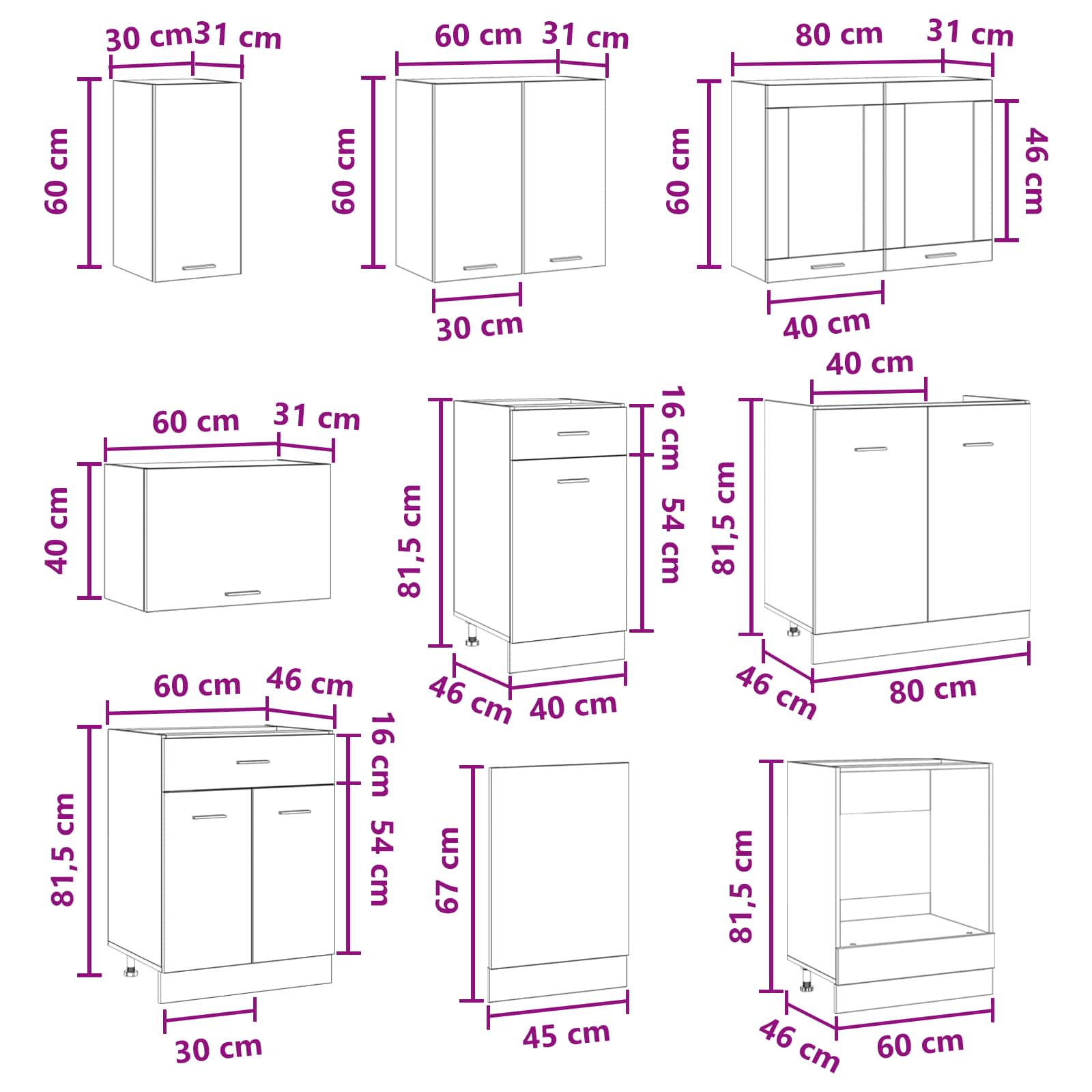 vidaXL Jednostka kuchenna Lyon 8 pcs Materiał drewnopochodny