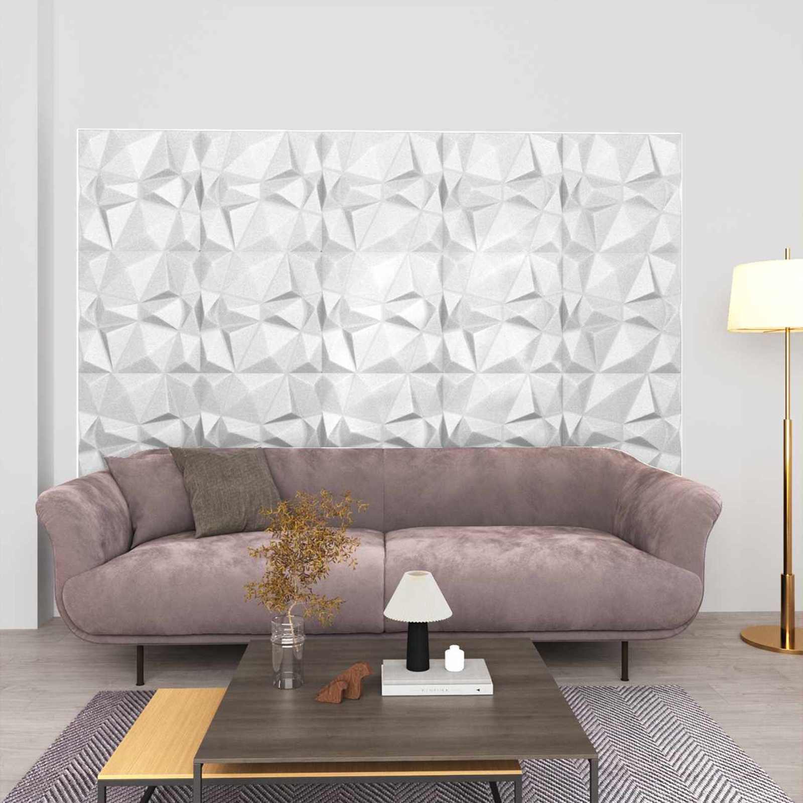 vidaXL Panele ścienne 12 pcs Biały diamentowy 50 x 50 cm Pianka XPS