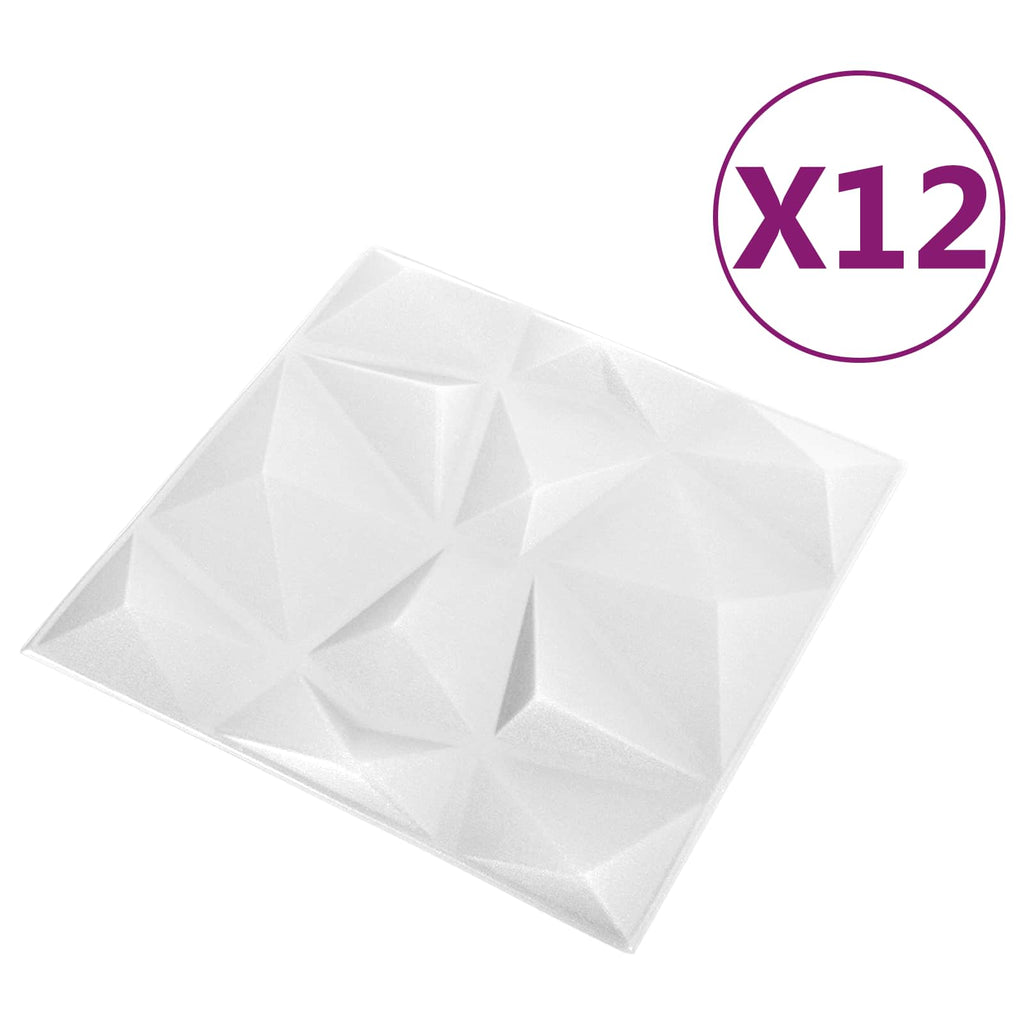 vidaXL Panele ścienne 12 pcs Biały diamentowy 50 x 50 cm Pianka XPS