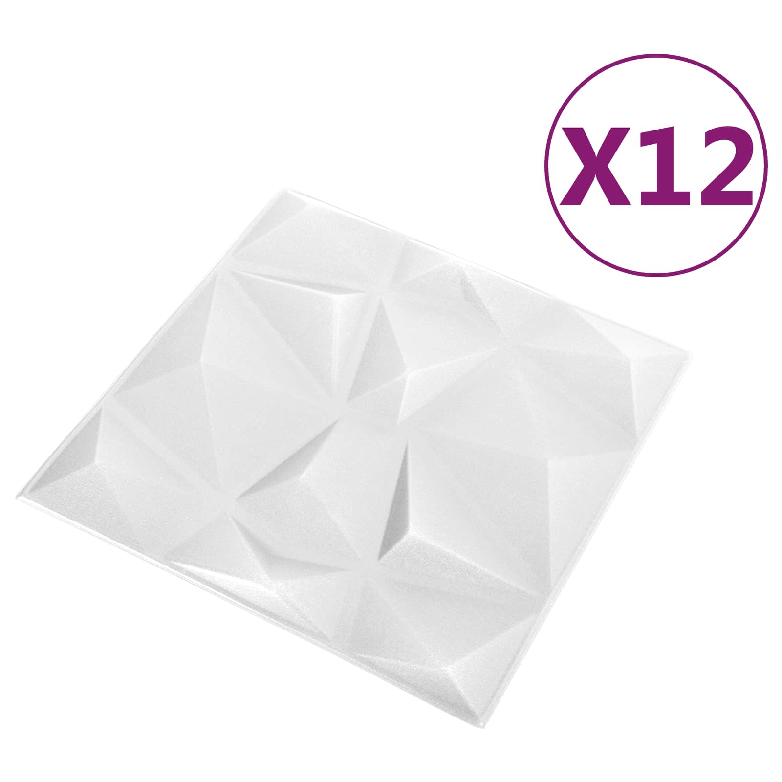 vidaXL Panele ścienne 12 pcs Biały diamentowy 50 x 50 cm Pianka XPS