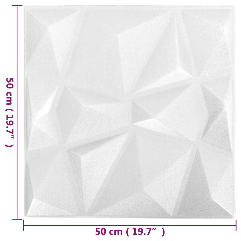 vidaXL Panele ścienne 24 pcs Biały diamentowy 50 x 50 cm Pianka XPS
