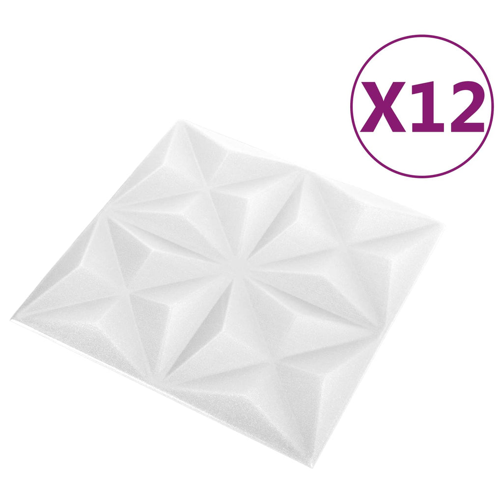 vidaXL Panele ścienne 12 pcs Białe origami 50 x 50 cm Pianka XPS